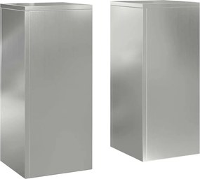 vidaXL Βάση φυτών 2 pcs Ασημί 24 x 24 x 55 εκ. Γαλβανισμένος χάλυβας