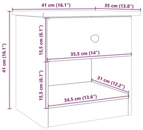 Κομοδίνο ALTA 41x35x41 εκ. από Μασίφ Ξύλο Πεύκου - Καφέ