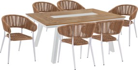 ΣΕΤ ΤΡΑΠΕΖΑΡΙΑ 7ΤΜΧ ΜΕ ΤΡΑΠΕΖΙ POLYWOOD 200Χ94 &amp; ΠΟΛΥΘΡΟΝΕΣ ΛΕΥΚΕΣ HM11425