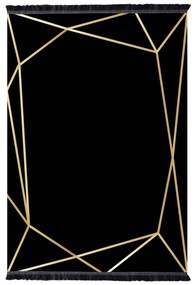 80X150cm, JOSIANE carpet, black-gold, fringes