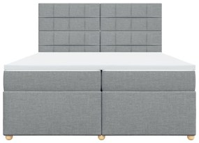 vidaXL Κρεβάτι Boxspring με Στρώμα Ανοιχτό Γκρι 200x200 εκ. Υφασμάτινο