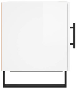 vidaXL Κομοδίνο Γυαλ. Λευκό 40 x 40 x 50 εκ. από Επεξεργασμένο Ξύλο