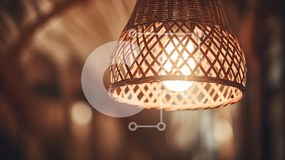 Intra Συλλεκτικό Ξύλινο Παζλ Plywood  4mm - Υφαντό κρεμαστό φωτιστικό Rattan Σε Ξύλινο Κουτί - Διαστάσεις Puzzle: 10x10 cm – 25 κομμάτια