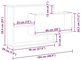 Ράφι τοίχου Παλιό ξύλο 104x20x58,5 cm Κατασκευασμένο ξύλο - Καφέ