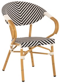 ARMCHAIR ALUMINUM  BAMBOO LOOK BLACK-WHITE