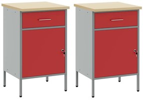 vidaXL Ντουλάπα Εργασίας 2 pcs Κόκκινο και Γκρίζο 100 x 55 x 85 εκ.