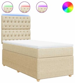 vidaXL Κρεβάτι Boxspring με Στρώμα Κρεμ 80 x 200 εκ. Υφασμάτινο