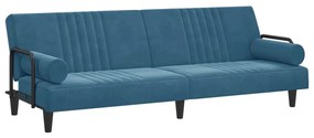 vidaXL Καναπές Κρεβάτι με Μπράτσα Μπλε Βελούδινος