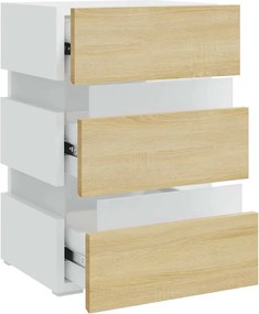 vidaXL Κομοδίνο με LED Λευκό/Sonoma Δρυς 45x35x67 εκ. Επεξεργασμ. Ξύλο
