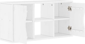 vidaXL Ντουλάπι τηλεόρασης ODDA Λευκό 79x24x40 εκ. Μασίφ Ξύλο Πεύκου