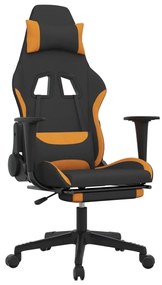 Καρέκλα Μασάζ Gaming Μαύρο/Πορτοκαλί Ύφασμα με Υποπόδιο - Κίτρινο