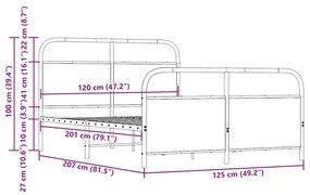 Πλαίσιο Κρεβατιού Χωρ. Στρώμα Καφέ Δρυς 120x200εκ. Επ. Ξύλο - Καφέ