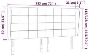Κεφαλάρι με Πτερύγια Ανοιχτό Γκρι 183x23x118/128 εκ. Βελούδινο 3118016