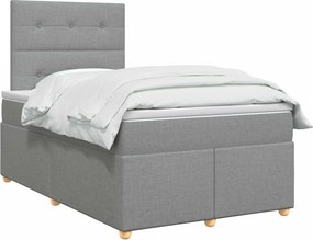 vidaXL Κρεβάτι box spring με στρώμα Ανοιχτό γκρι 120 x 200 cm Ύφασμα