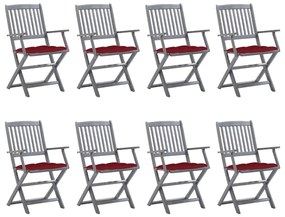 3078286 vidaXL Καρέκλες Εξ. Χώρου Πτυσσόμενες 8 τεμ. Ξύλο Ακακίας με Μαξιλάρια Γκρι, 1 Τεμάχιο