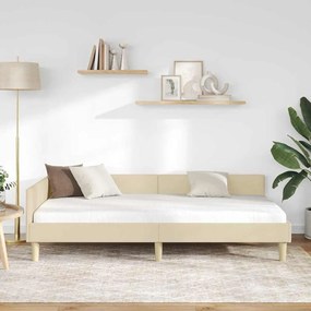 vidaXL Κρεβάτι Γωνίας Κρεμ 90 x 190 cm ύφασμα