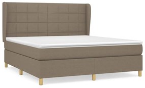 Κρεβάτι Boxspring με Στρώμα Taupe 180x200 εκ. Υφασμάτινο - Μπεζ-Γκρι