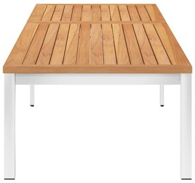 vidaXL Ξαπλώστρα από Μασίφ Ξύλο Teak και Ανοξείδωτο Ατσάλι με Μαξιλάρι