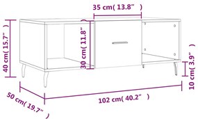 Τραπεζάκι Σαλονιού Γκρι Σκυρ. 102x50x40 εκ. Επεξεργασμένο Ξύλο - Γκρι