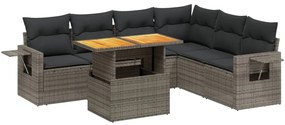 vidaXL Σετ Σαλονιού Κήπου 7 τεμ. Γκρι Συνθετικό Ρατάν με Μαξιλάρια