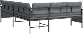 vidaXL Καναπές Κήπου Γωνιακός Ανθρακί από Ατσάλι και Textilene