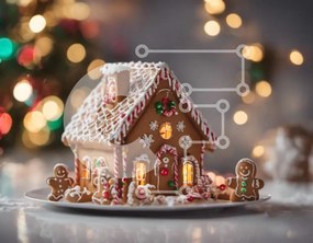 Intra Συλλεκτικό Ξύλινο Παζλ Plywood  4mm - Gingerbread House με χριστουγεννιάτικο δέντρο και στολίδια Σε Ξύλινο Κουτί - Διαστάσεις: 10x10 cm – 25 κομμάτια