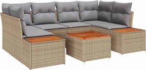 vidaXL Σετ Καναπέ Κήπου με μαξιλάρι 6 pcs Μπεζ Πολυ ράταν
