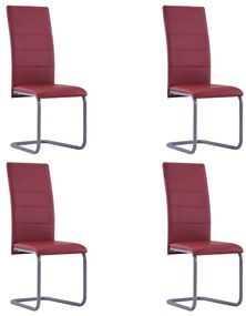 Καρέκλες Τραπεζαρίας «Πρόβολος» 4 τεμ. Κόκκινες Συνθετικό Δέρμα