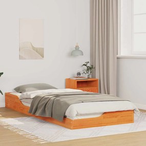vidaXL Κρεβάτι δαπέδου Καφέ κεριού 80 x 220 cm Μασίφ ξύλο πεύκου