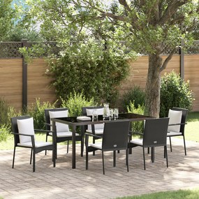 vidaXL Σετ Γευμάτων Κήπου 7 pcs Μαύρο 200 x 80 x 73 εκ PE Ρατάν