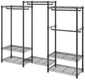 VEVOR Heavy Duty Clothes Rack, Rolling Clothing Garment Rack with 4 Hang Rods &amp; 8 Storage Tiers, Adjustable Custom Closet Rack, Freestanding Wardrobe for Hanging Clothes, 800 lbs Load Capacity