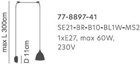 Φωτιστικό Τοίχου - Απλίκα SE21-BL-B10-BL1W-MS2 ADEPT PENDANT Black Metal Shade Wall Lamp+ - Μέταλλο - 77-8897