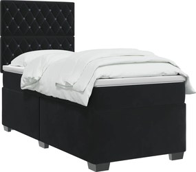 vidaXL Κρεβάτι box spring με στρώμα Μαύρο 80 x 200 cm Βελούδο