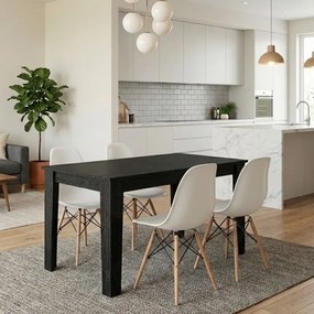 Σετ τραπεζαρία 5τμχ Darlen - Nova Megapap χρώμα sencron black - λευκό 125x72x74εκ.