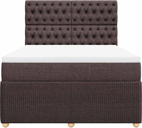 vidaXL Κρεβάτι Boxspring με Στρώμα Σκούρο Καφέ 160x200 εκ Υφασμάτινο