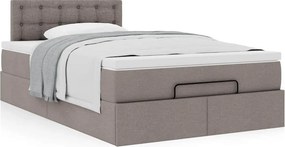 vidaXL Οθωμανικό κρεβάτι με στρώμα Taupe 120x200cm ύφασμα