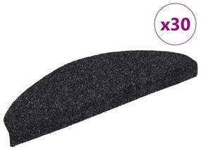 vidaXL Πατάκια Σκάλας Αυτοκόλλητα 30 τεμ. Μαύρο 65x21x4 εκ.