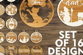 Σετ των 3 Intra απο ξύλο plywood 3mm-4mm πάχος ΧΡΙΣΤΟΥΓΕΝΝΙΑΤΙΚΑ Μπιχλιμπίδια 's File Δίασταση 4x4 cm INTRAFABR-19973751