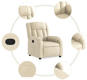 vidaXL Πολυθρόνα Ανακλινόμενη Κρεμ Υφασμάτινη