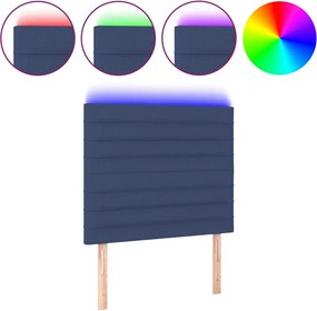 vidaXL Κεφαλάρι Κρεβατιού LED Μπλε 90x5x118/128εκ. Υφασμάτινο