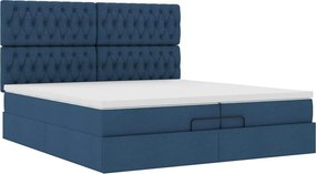 vidaXL Οθωμανικό κρεβάτι με στρώματα μπλε 200x200cm ύφασμα