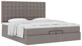 vidaXL Οθωμανικό κρεβάτι με στρώματα Taupe 200x200cm ύφασμα