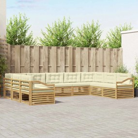 vidaXL Σειρά Καναπέ Εξωτερικού 9 pcs Λευκό και Κρεμ
