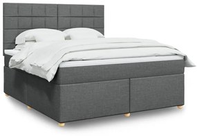 ΚΡΕΒΑΤΙ BOXSPRING ΜΕ ΣΤΡΩΜΑ ΣΚΟΥΡΟ ΓΚΡΙ 180X200 ΕΚ ΥΦΑΣΜΑΤΙΝ 3291360