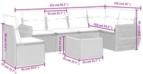vidaXL Σαλόνι Κήπου Σετ 7 τεμ. Μπεζ Συνθετικό Ρατάν με Μαξιλάρια