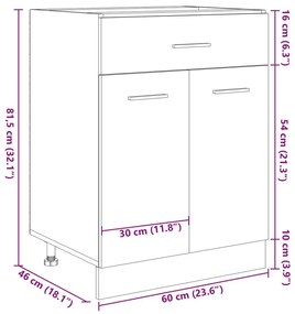 Ντουλάπι με Συρτάρι Sonoma Δρυς 60x46x81,5 εκ. Επεξ. Ξύλο - Καφέ