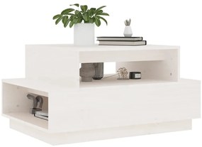vidaXL Τραπεζάκι Σαλονιού Λευκό 80x55x40,5 εκ από Μασίφ Ξύλο Πεύκου