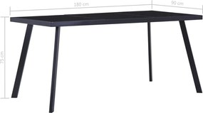 vidaXL Τραπεζαρία Μαύρη 180 x 90 x 75 εκ. από Ψημένο Γυαλί