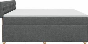 vidaXL Κρεβάτι Boxspring με Στρώμα Σκούρο Γκρι 200x200 εκ. Υφασμάτινο