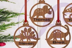 Σετ των 2 Intra απο ξύλο plywood Χρώμα wenge 3mm-4mm πάχος - Χριστουγεννιάτικο Στολίδι Δεινόσαυρος Laser Δίασταση 6x6 cm INTRAFABR-72027480